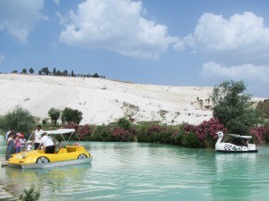Pedal boats on the lake at Pamukkale Natural Park