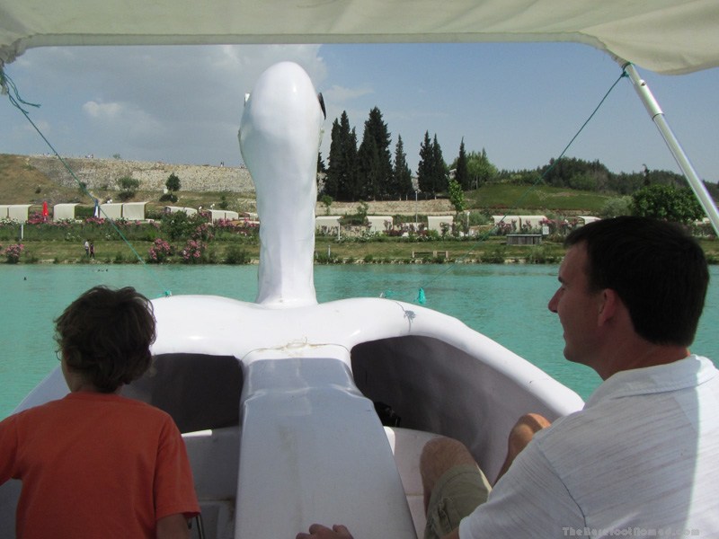 View from our swan on the lake at Pamukkale Natural Park