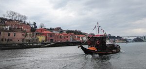 Passing a boat on the Douro River Porto