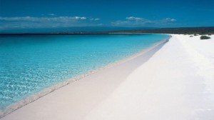 Blue water and unspoiled white sands of Bahia de las Guilas