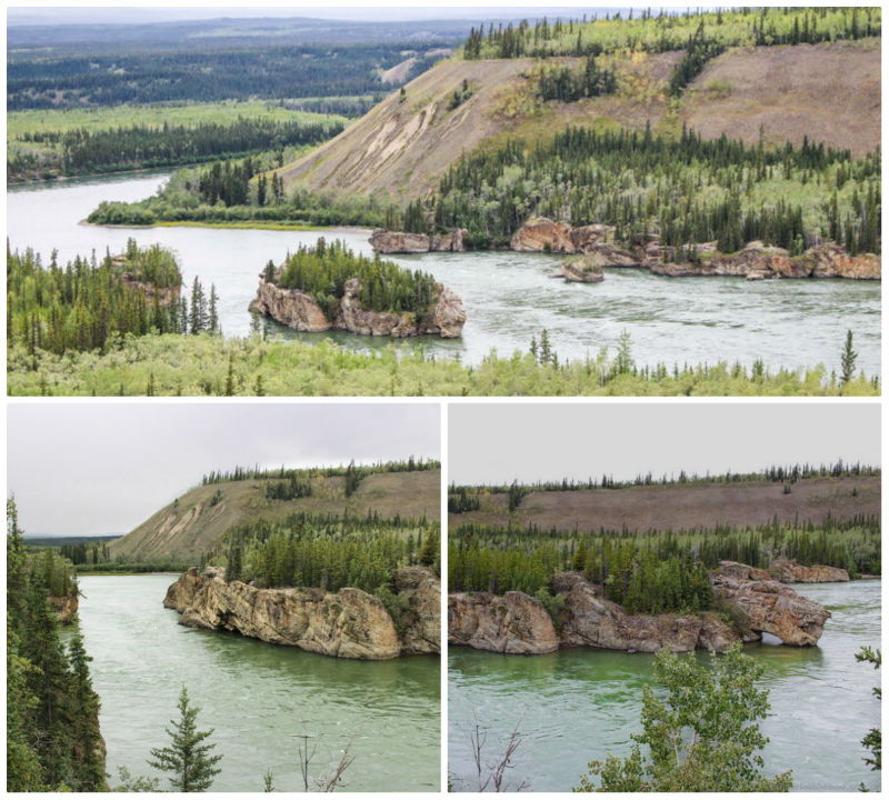 Picture of Five Finger Rapids in the Yukon from Klondike HIghway and up close