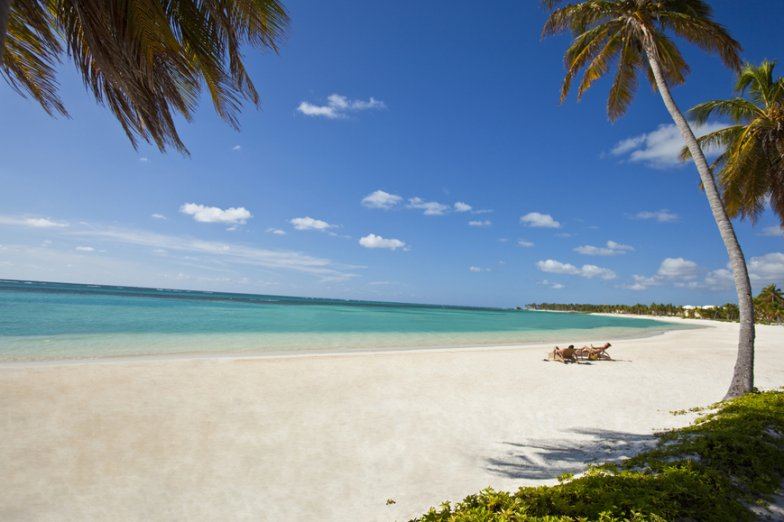 Gorgeous view of white sand and clear water at Punta Cana