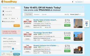 Travel Pony Website - Toronto not available comparison with Travel Pony app
