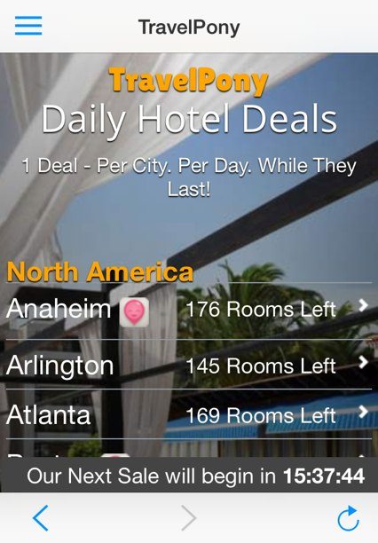 Travel Pony app Daily Hotel Deals Choices