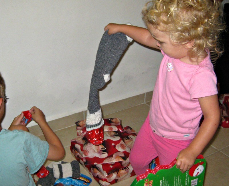 Our Makeshift Christmas Stocking in Playa del Carmen 2010