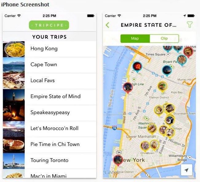 Tripcipe App iPhone