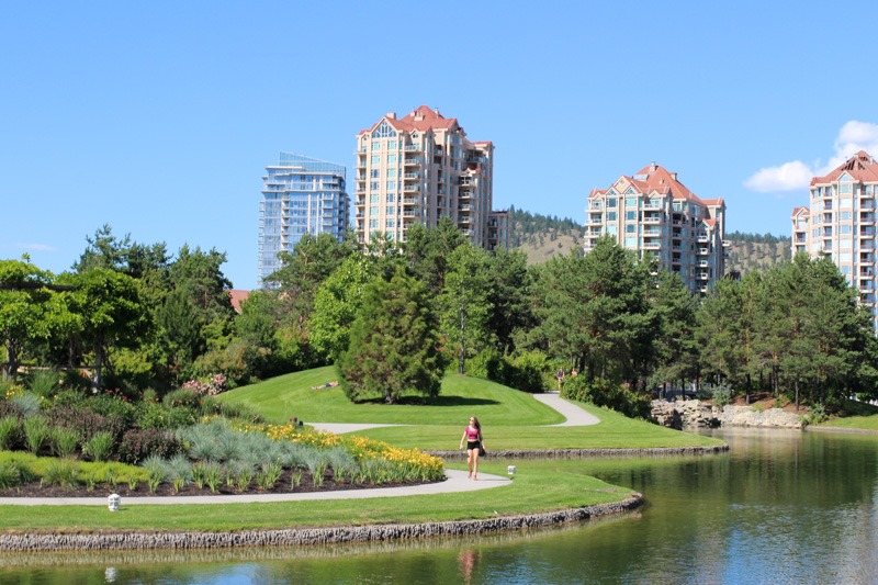 View of the Delta Grand from Kelowna Waterfront Park-1820