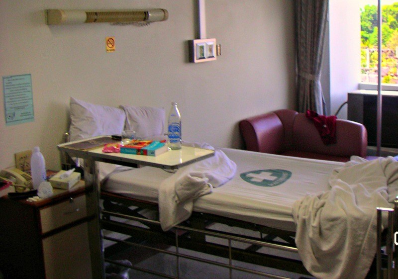 My hospital room in Trang, Thailand. Because accidents happen, even when you travel.
