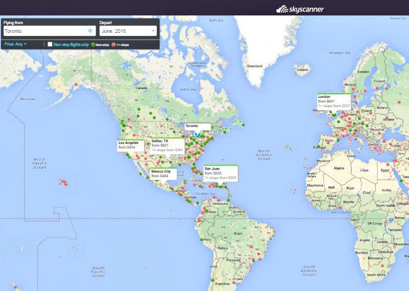 Skyscanner map search