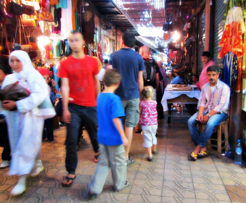 The busy souks in Marrakech