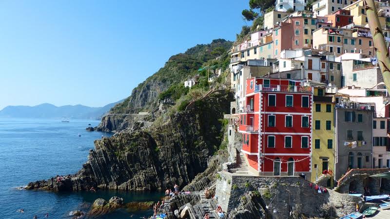 Houses on a cliffside in Cinque Terre Italy