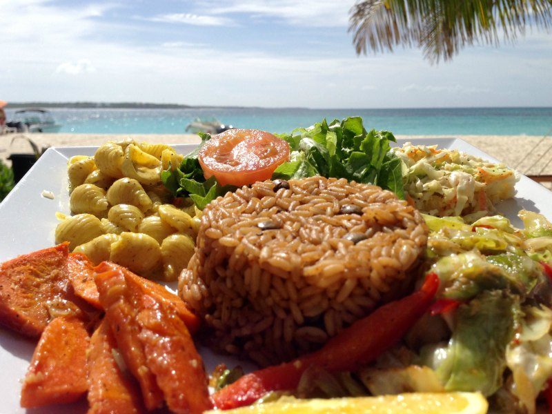 Vegetarian lunch at Sandy Island Anguilla