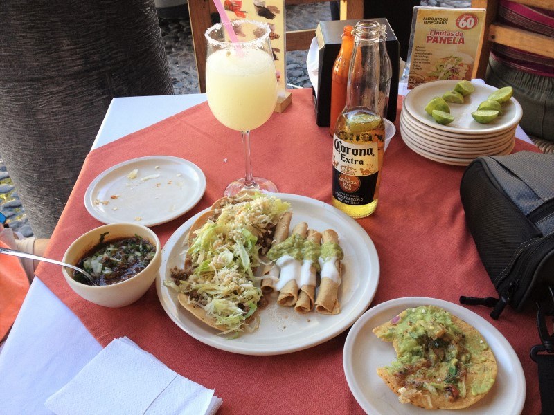 Drinks and taquitos at Don Comalon Restaurant