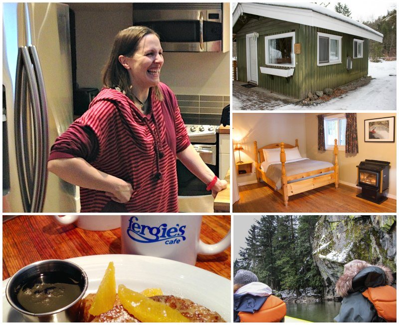 Jess from Sunwolf Lodge inside sunwolf cabins and Eagle float Squamish