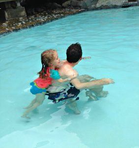 Fun catching a piggy back with Dad at Harrison Hot Springs Resort