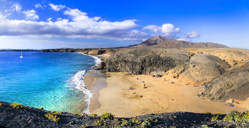Beautiful volcanic nature and beaches of Lanzarote Papagayo beach DP