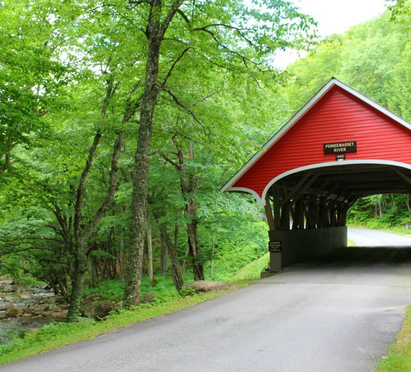 New Hampshire Franconia Notch State Park Covered Bridge over the Pemigewasset River