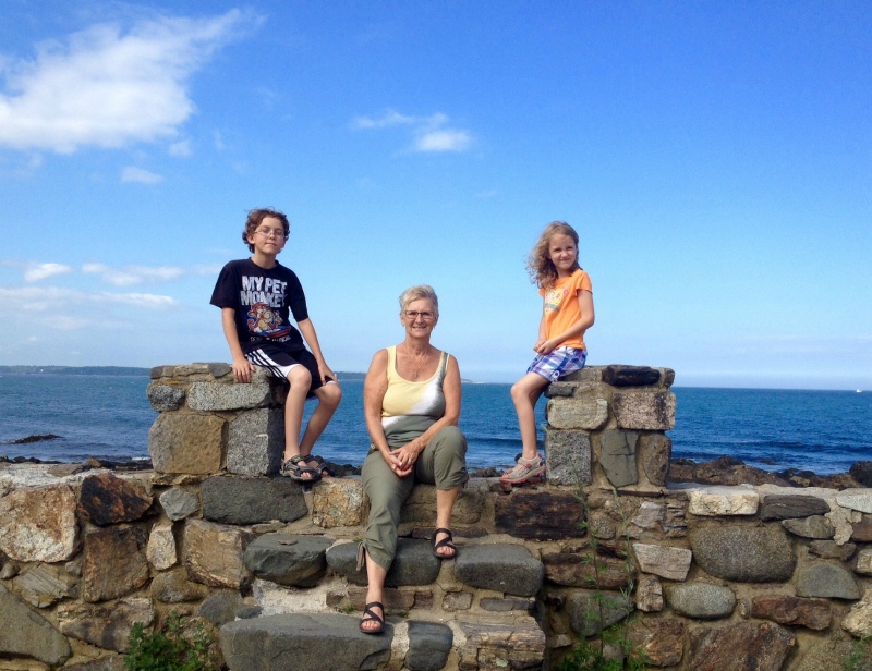 New Hampshire Grandma and kids at Odiorne State Park New Hampshire