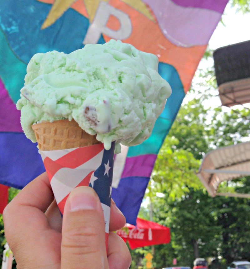 New Hampshire Pistachio ice cream at Yazzis ice cream shoppe in Conway
