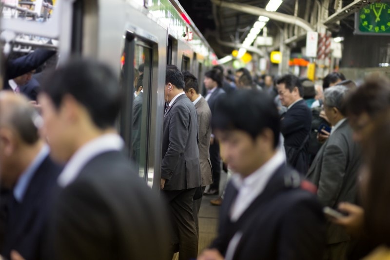 Rushhour on the trains in Japan