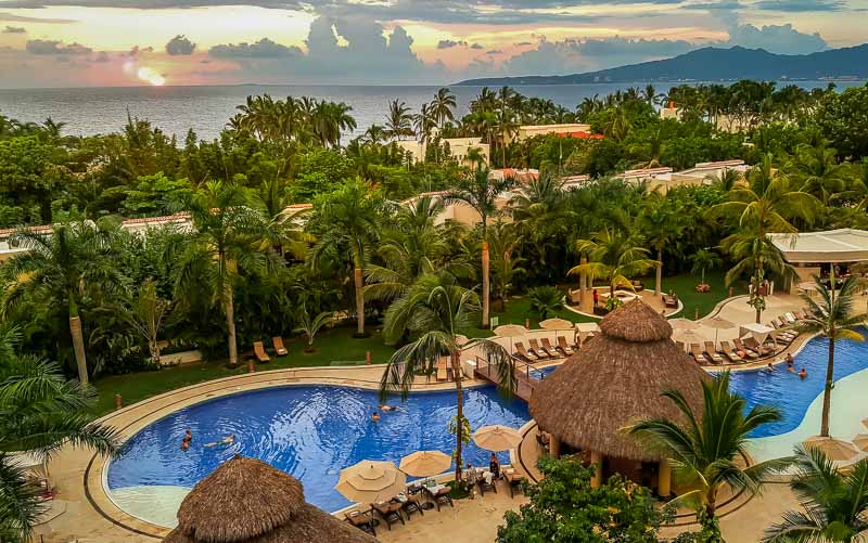 Sunset view from the fifth floor overlooking the ocean at the Marival Residences Luxury Resort