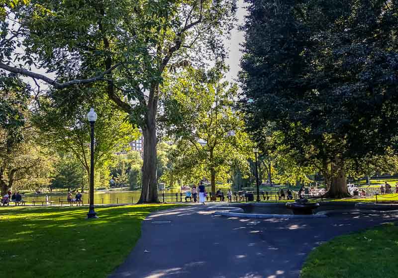 A girlfriends getaway in Boston walking through Boston Commons