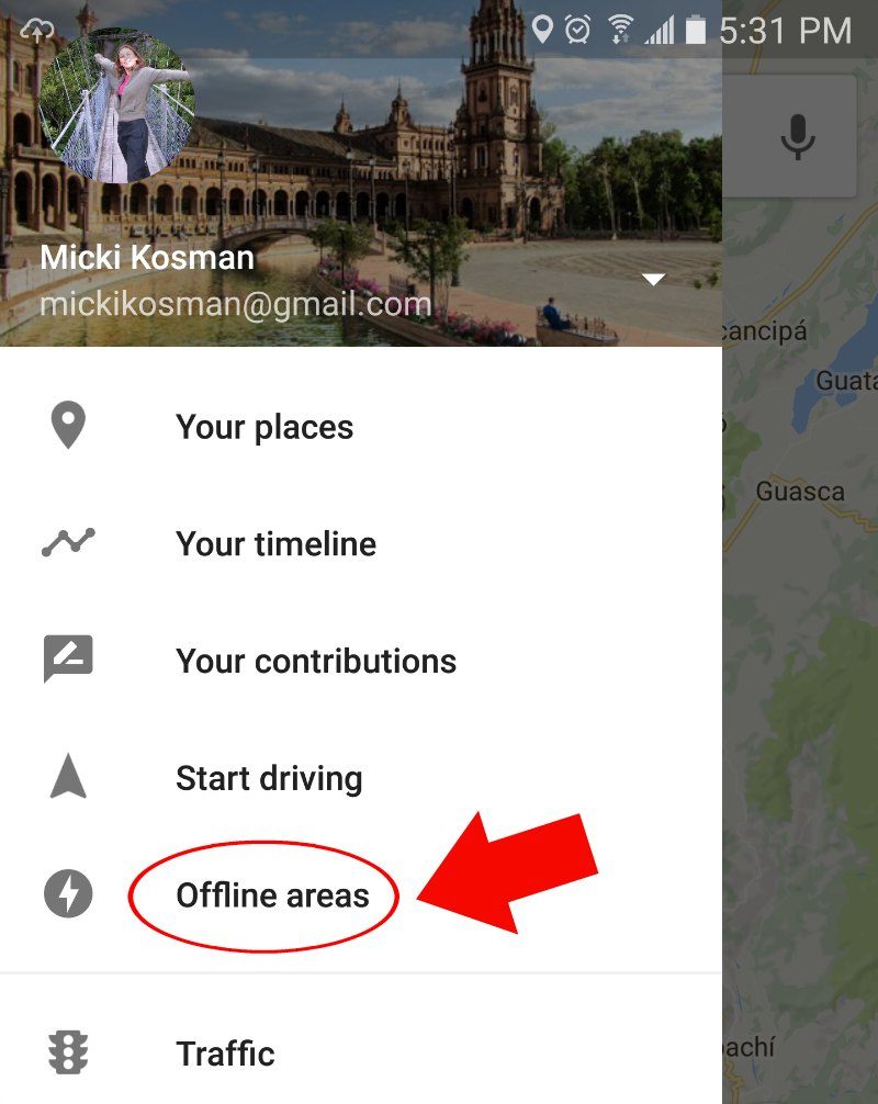 Google maps Offline Areas