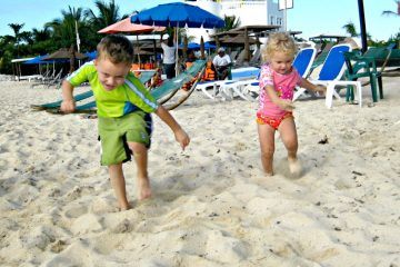 Fun family things to do in Cozumel Kids racing in the Sand in Cozumel.