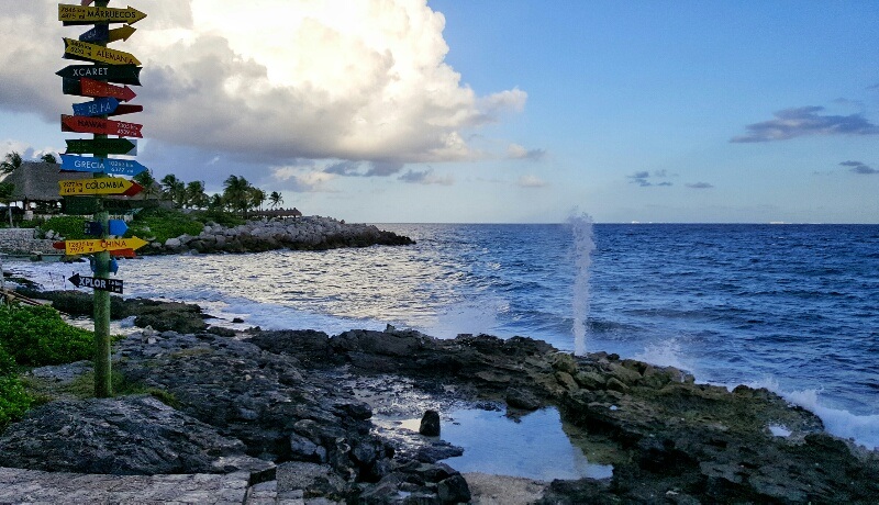 Xcaret sign and blowhole