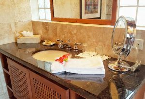 Bathroom sink at Victoria House Ambergris Caye