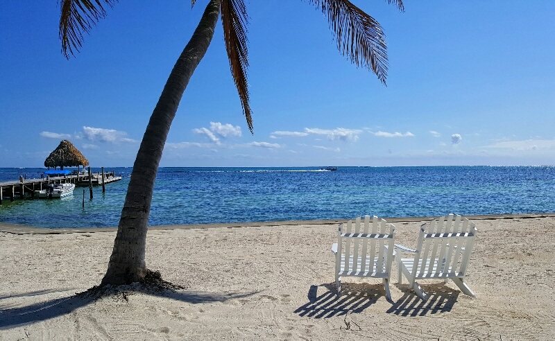 Loungers by the ocean Victoria House San Pedro Belize