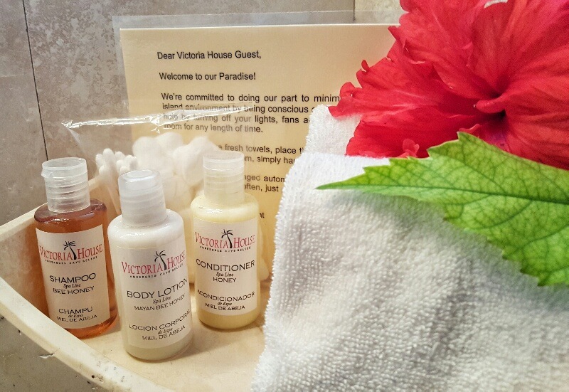 Luxurious toiletries at Victoria House Ambergris Caye