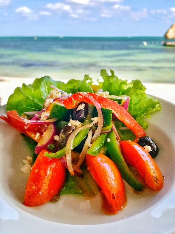 My favorite greek salad at Victoria House Belize