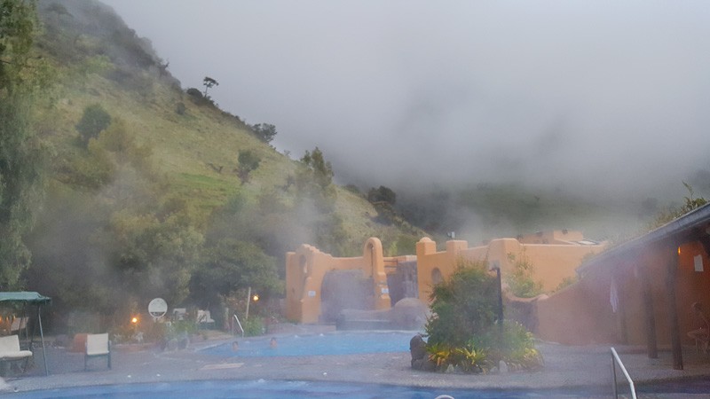 Spa view outside over hot pools Termas Papallacta