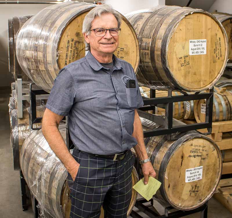 Okanagan Spirits Vernon Tony Dyck with barrels