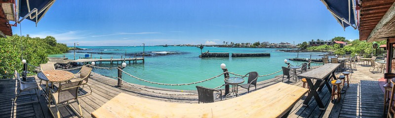 Red Mangrove Hotel Galapagos panorama of ocean side and dock