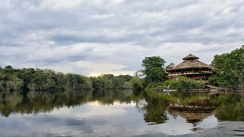 approaching La Selva Lodge on the lake