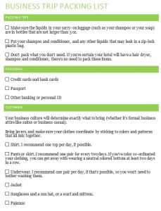 Business Trip Packing List