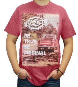 Dickies Mens Graphic Melange SS Tee in Red