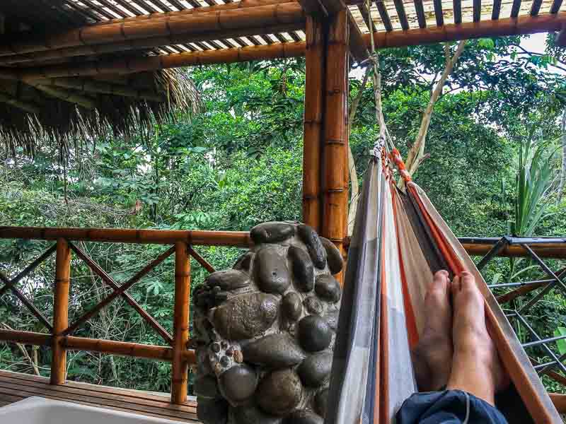 Lounging in a hammock at La Selva Lodge Amazon Ecuador 