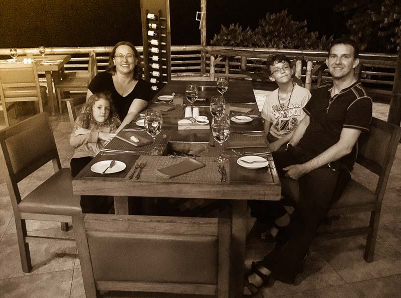 Family in the dining room at the lodge