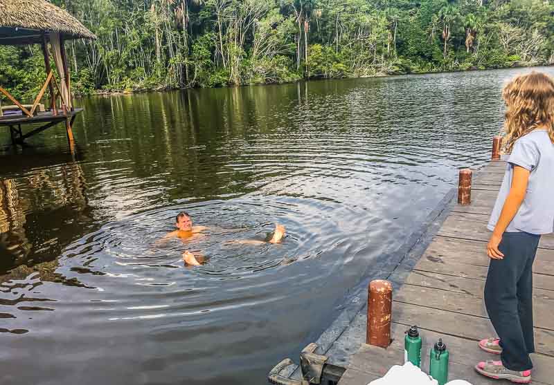 Swimming with piranhas in the Amazon at La Selva Lodge