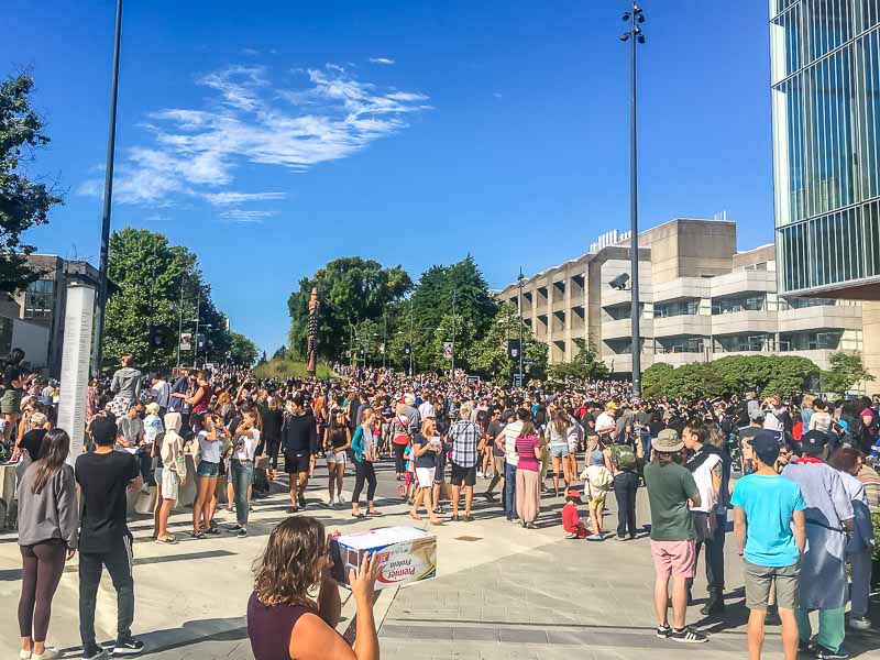 Viewing the eclipse at UBC pinhole projector