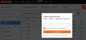 KAYAK airfare alert