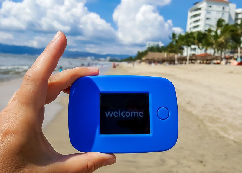 Our Tep doing duty on the beach in Mexico