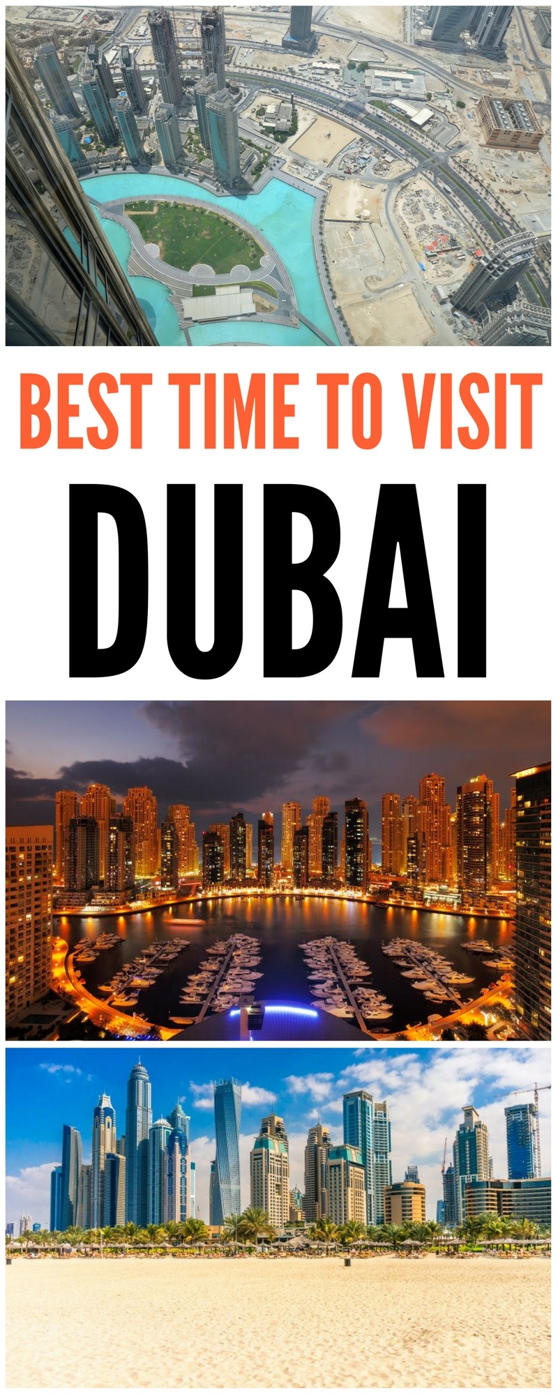Dubai - when to visit. Well, the truth is you can go anytime but to really maximize your experience, you want to be there when the weather isn’t too hot so you can hit the beaches as well as the mile long designer malls.