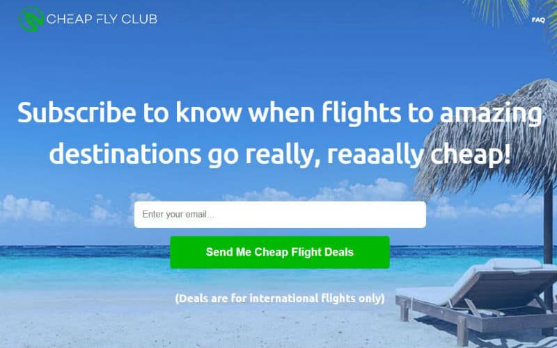 Cheap Fly Club homepage