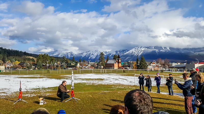 Model rocket launch Big Bang Expo at the Jasper Alberta Canada Dark Sky Festival
