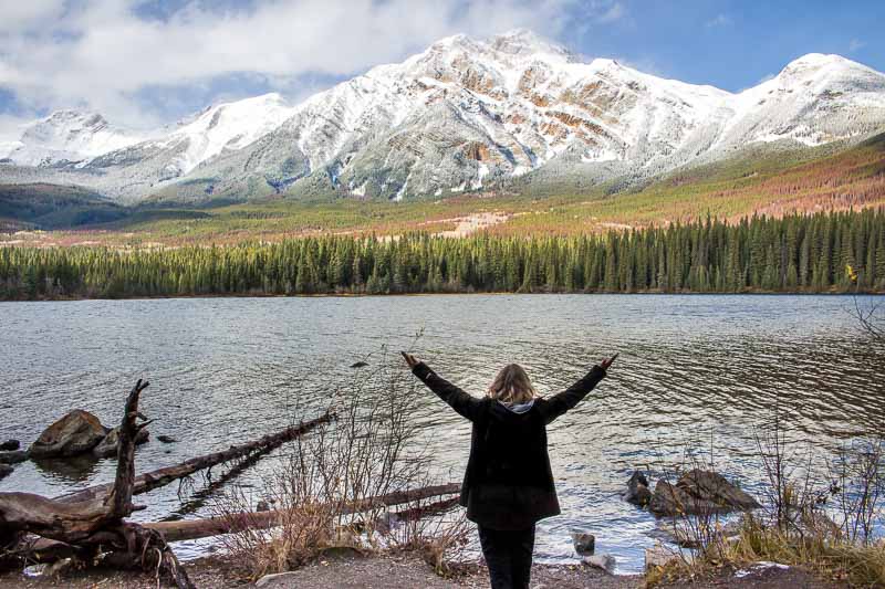 Maligne Lake in Jasper Alberta in winter