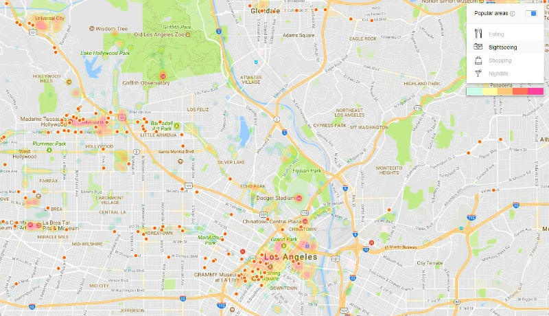 KAYAK hotel heat map Los Angeles